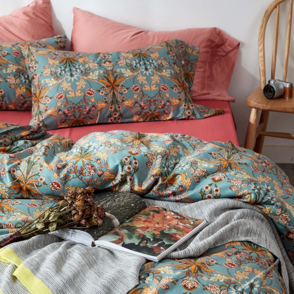 100% cotton queen duvet cover floral vintage, cottagecore boho